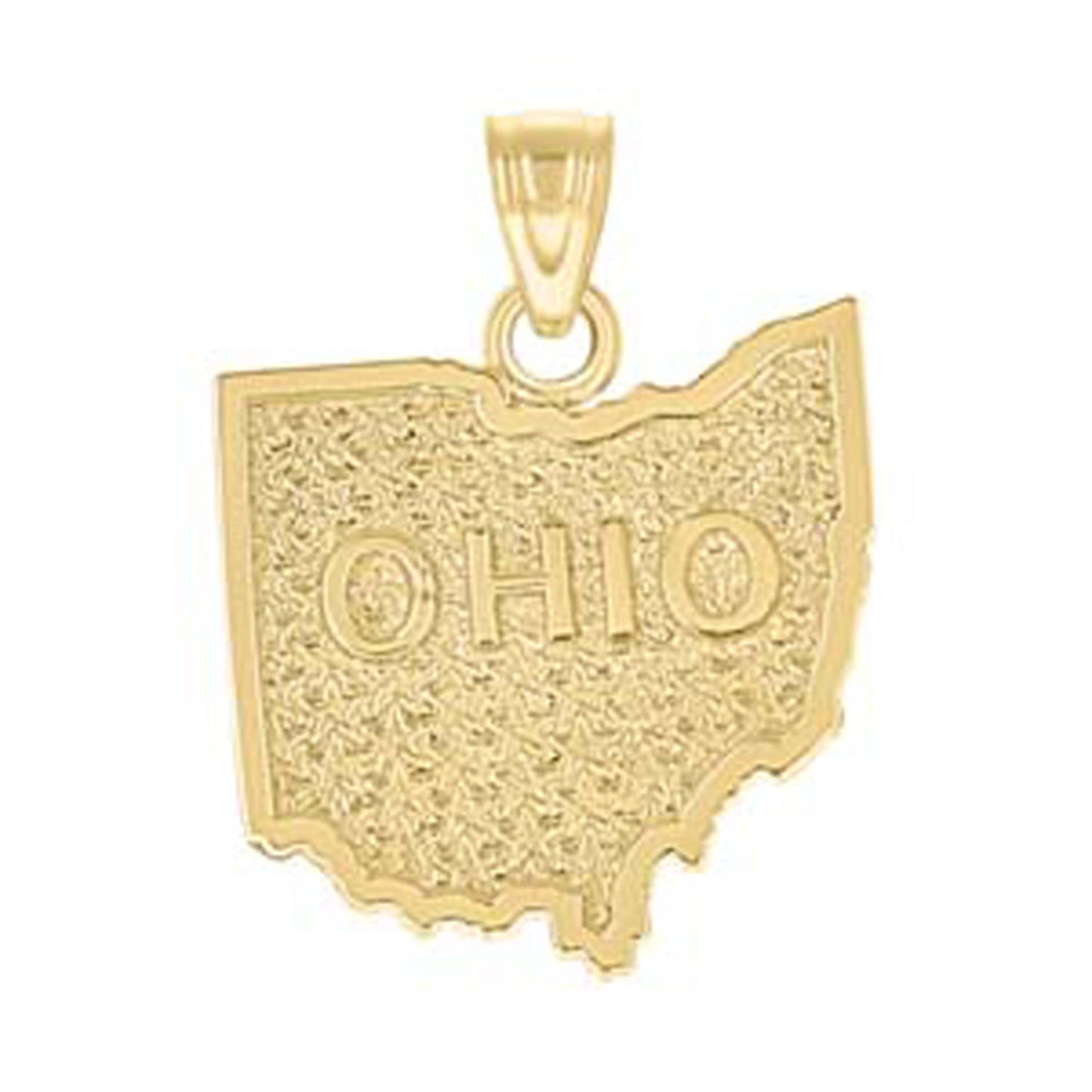 10K Yellow Gold Textured State Map Charm Pendant