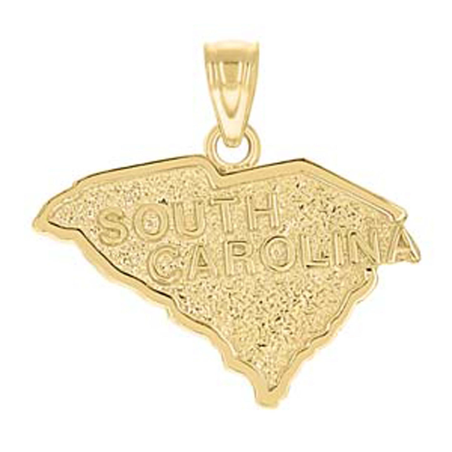 10K Yellow Gold Textured State Map Charm Pendant