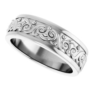 Platinum Sculptural Flat Band
