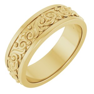 14K Yellow Or White Or Rose Gold Sculptural Flat Band