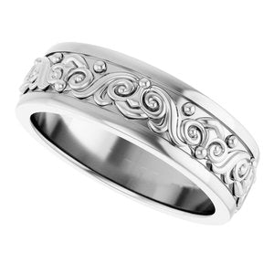Platinum Sculptural Flat Band