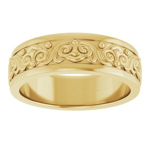 14K Yellow Or White Or Rose Gold Sculptural Flat Band