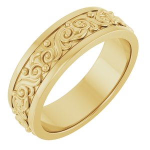 18K Yellow Or White Or Rose Gold Sculptural Flat Band