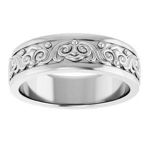 Platinum Sculptural Flat Band