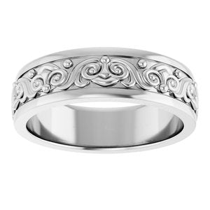 Platinum Sculptural Flat Band