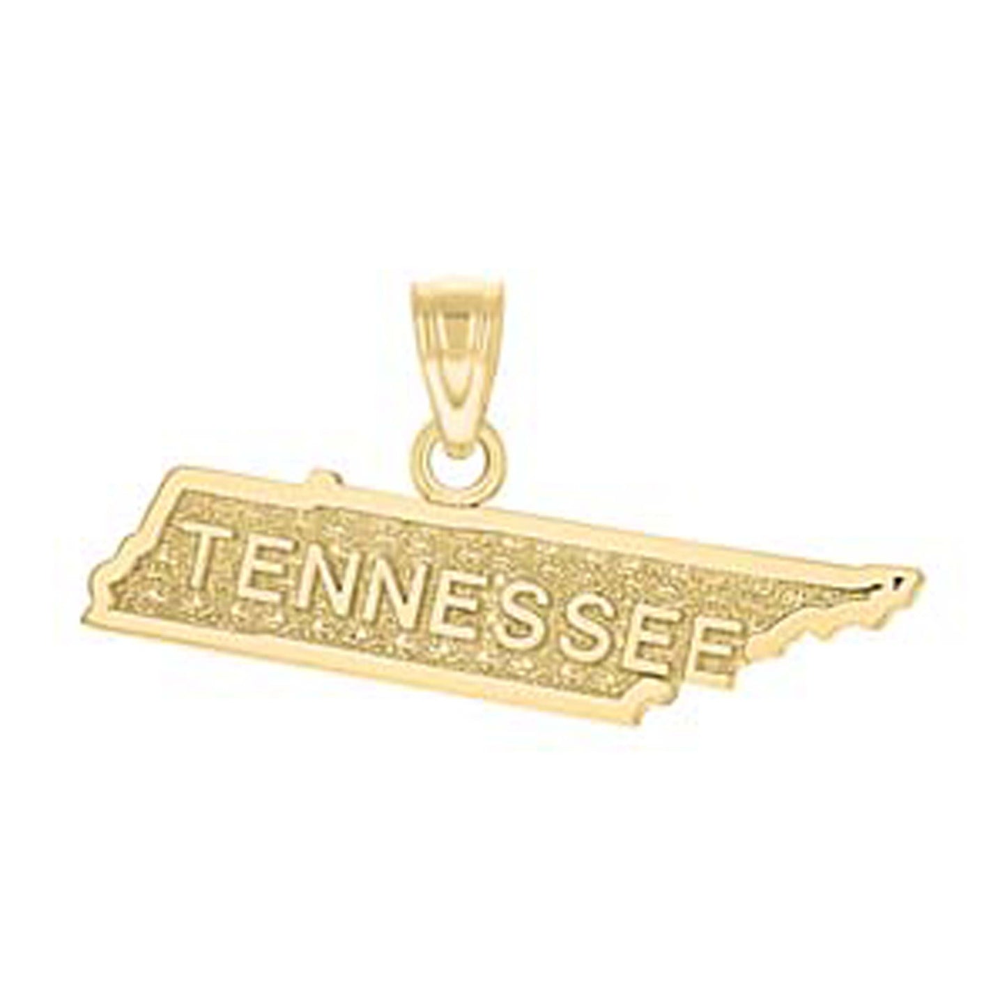 10K Yellow Gold Textured State Map Charm Pendant