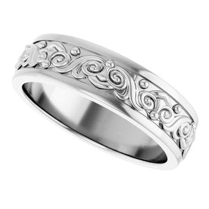 Platinum Sculptural Flat Band