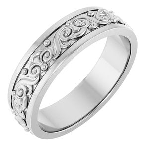 Platinum Sculptural Flat Band