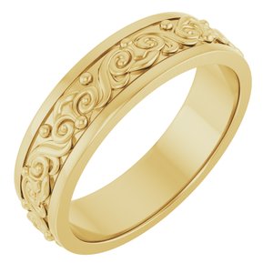 14K Yellow Or White Or Rose Gold Sculptural Flat Band