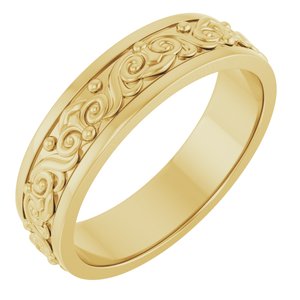 18K Yellow Or White Or Rose Gold Sculptural Flat Band
