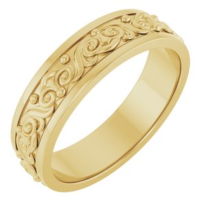 14K Yellow Or White Or Rose Gold Sculptural Flat Band