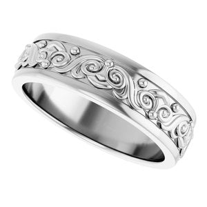 Platinum Sculptural Flat Band