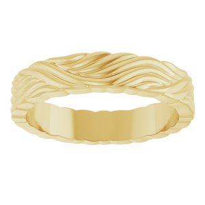 14K Yellow Gold 4.2 Mm Polished Patterned Band Size 6.5