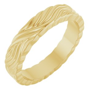 14K Yellow Gold 4.2 Mm Polished Patterned Band Size 6.5