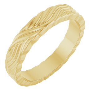 14K Yellow Gold 4.2 Mm Polished Patterned Band Size 8
