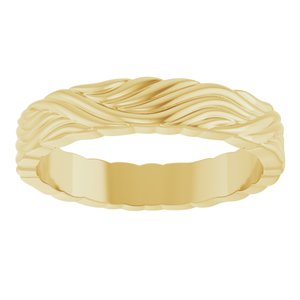14K Yellow Gold 4.2 Mm Polished Patterned Band Size 8