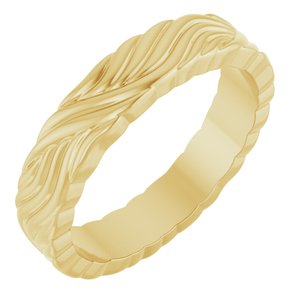 14K Yellow Gold 4.2 Mm Polished Patterned Band Size 6