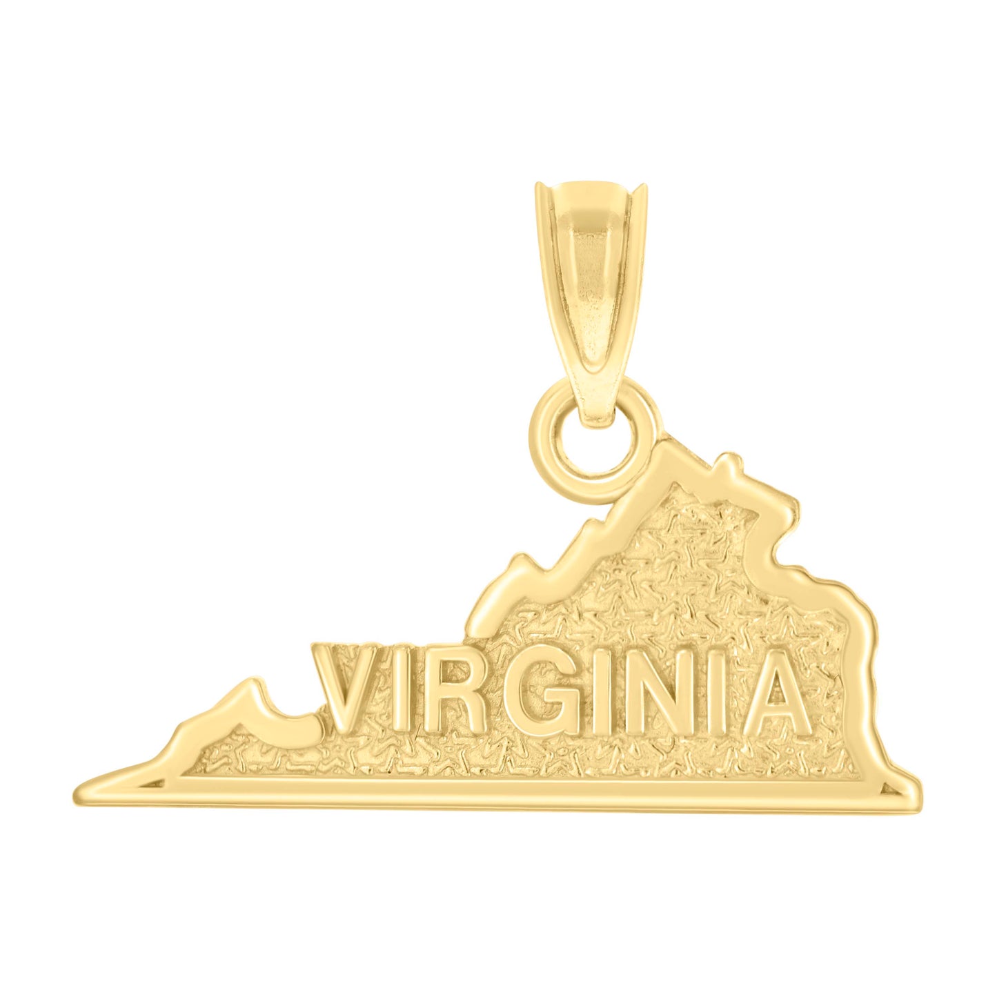 10K Yellow Gold Textured State Map Charm Pendant