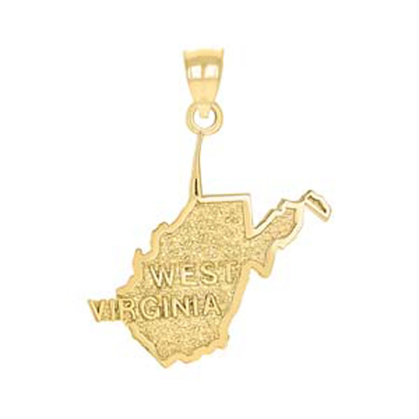 10K Yellow Gold Textured State Map Charm Pendant