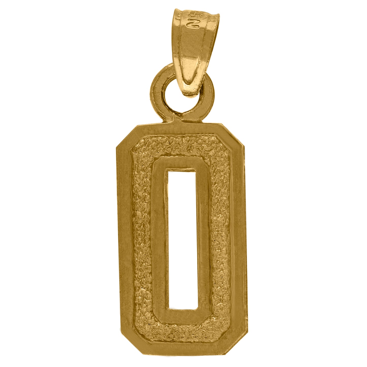 10K Yellow Gold Unisex Textured Number Charm Pendant