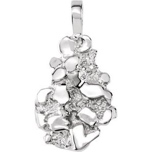 14K White Gold 31 X 15.9 Mm Polished Nugget Pendant