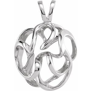 14K White Gold 24.5 X 17 Mm Polished Freeform Pendant