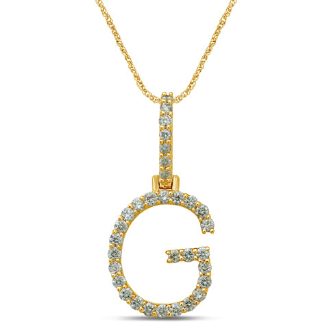 10K Yellow Gold Diamond Dark Polish Initial Charm