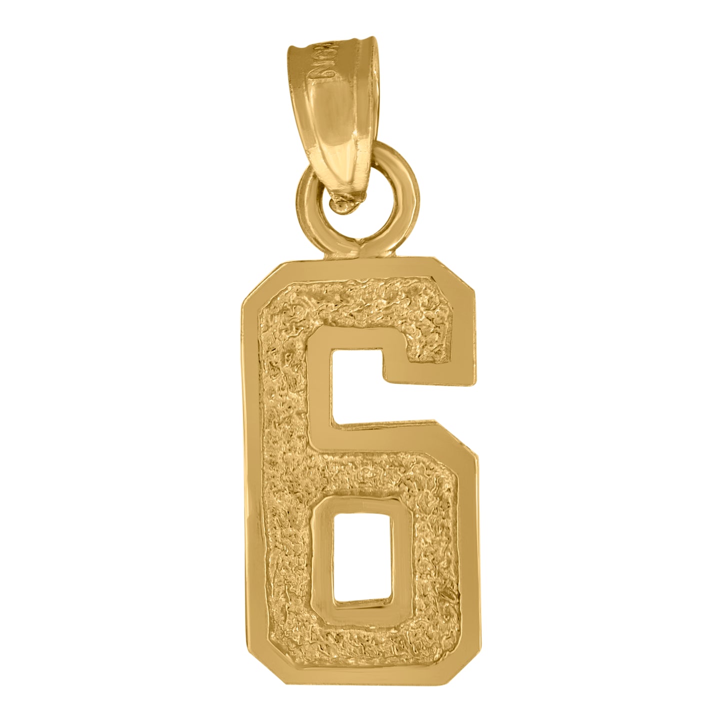 10K Yellow Gold Unisex Textured Number Charm Pendant