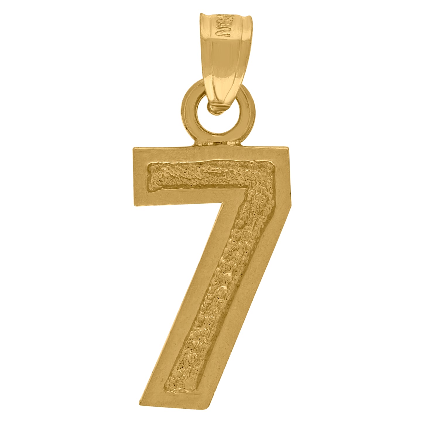 10K Yellow Gold Unisex Textured Number Charm Pendant