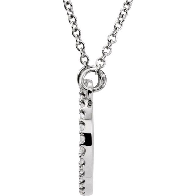 14K White Gold Round 13 X 13 Mm 1Mm Si1-Si2, Gh 16 In Polished 1/8 Ctw Lab-Grown Diamond Circle Necklace