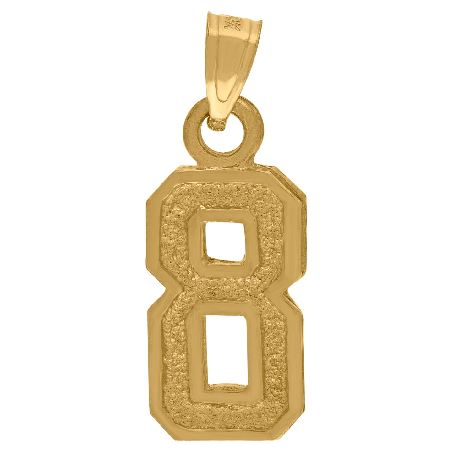 10K Yellow Gold Unisex Textured Number Charm Pendant