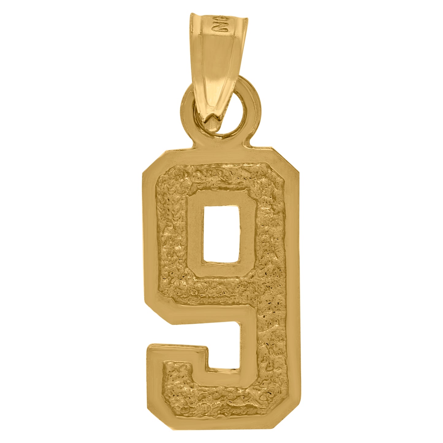 10K Yellow Gold Unisex Textured Number Charm Pendant
