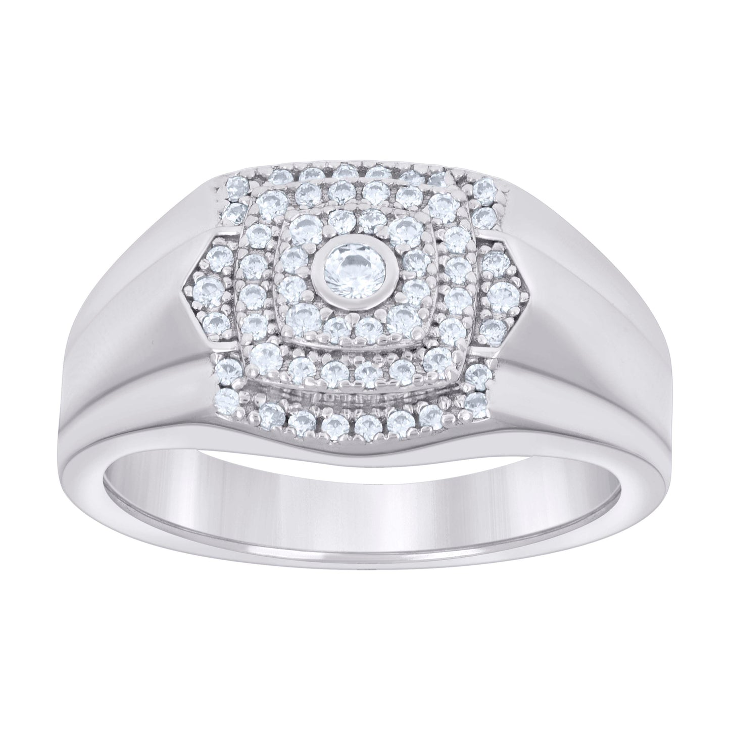 Sterling Silver Men's Cubic-Zirconia Fashion Bridal Anniversary Wedding Engagement Band Ring