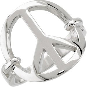 Sterling Silver Polished Peace Sign Ring Size 7