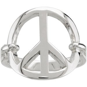 Sterling Silver Polished Peace Sign Ring Size 7