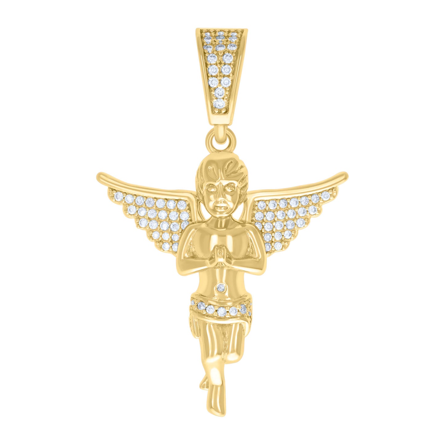 Sterling Silver Unisex 0.73ct Moissanite Angel Charm Pendant