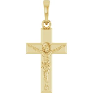 14K Yellow Gold 24 X 10.6 Mm Polished Crucifix Pendant