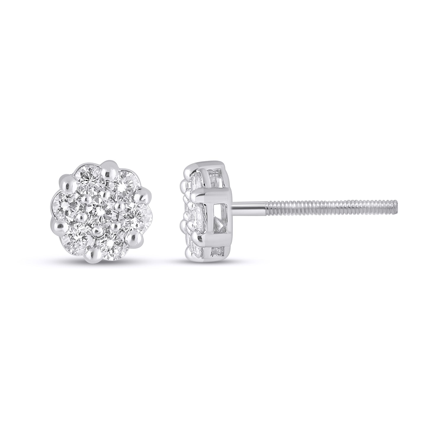14K Yellow Or White Gold Lab Grown Diamond Flower Earrings