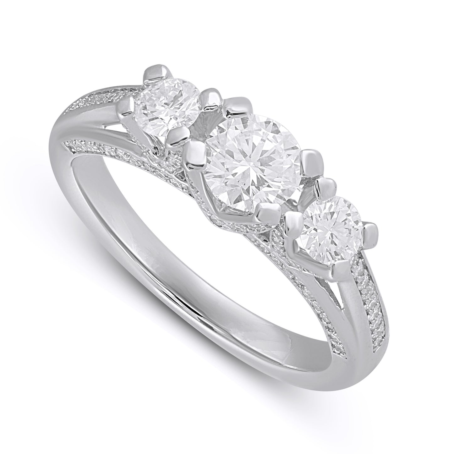 14K White Gold 1.29 Cttw Lab Grown Diamond Ladies Ring