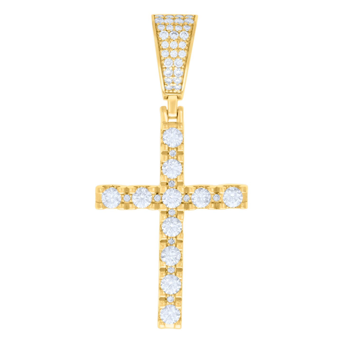 Sterling Silver Unisex 2.04ct Moissanite Cross Religious Charm Pendant