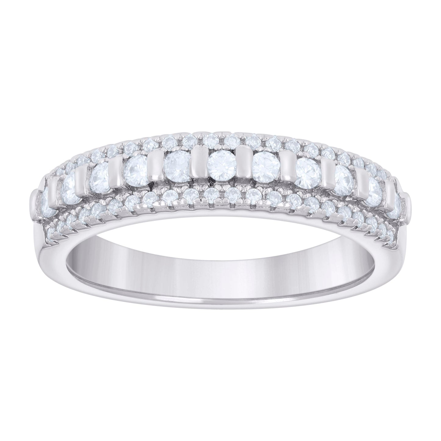 Sterling Silver Women's Cubic-Zirconia Fashion Bridal Anniversary Engagement Wedding Band Ring