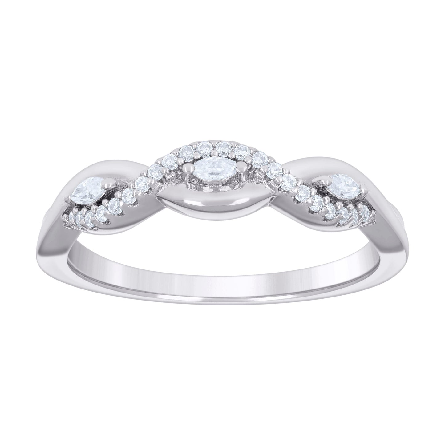 Sterling Silver Womens Marquise Round Cubic-Zirconia Infinity Love Bridal Anniversary Engagement Wedding Ring