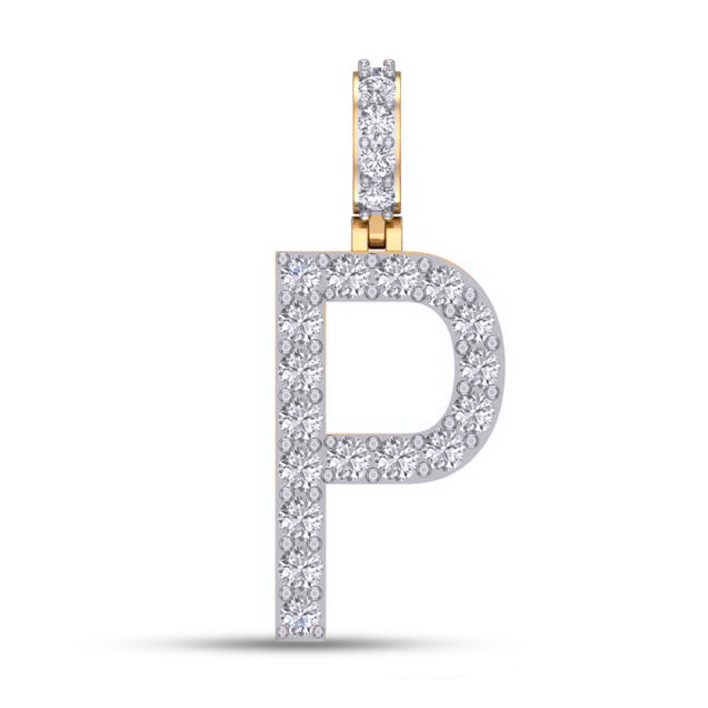 14K Yellow Gold 0.87 Cttw Lab Grown Diamond Initial "P" Charm
