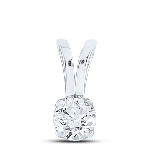 14K White Or Yellow Gold Womens Round Diamond Solitaire Pendant