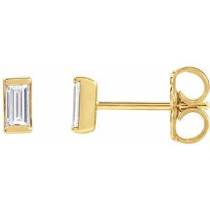 14K Yellow Gold Straight Baguette 4 X 2Mm Si2-Si3, G-H 1/4 Ctw Natural Diamond Friction Back Channel-Set Tapered Earrings