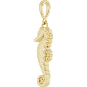 14K Yellow Gold 26.1 X 6.8 Mm Polished Seahorse Pendant