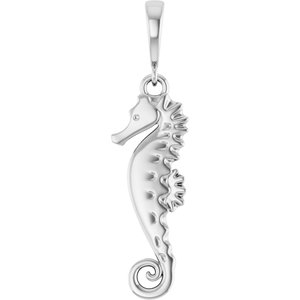 Sterling Silver 26.1 X 6.8 Mm Polished Seahorse Pendant