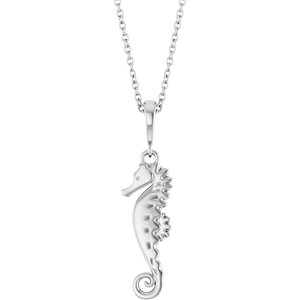 Sterling Silver 26.1 X 6.8 Mm 16-18 In Polished Seahorse Necklace