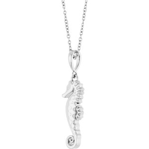 Sterling Silver 26.1 X 6.8 Mm 16-18 In Polished Seahorse Necklace