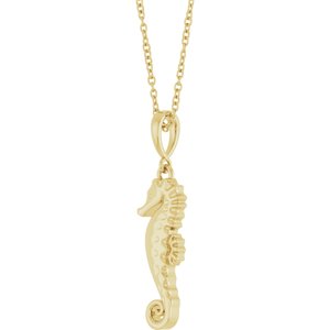 14K Yellow Gold 26.1 X 6.8 Mm 16-18 In Polished Seahorse Necklace